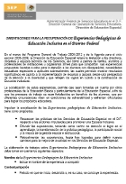 Orientaciones para la recuperación de Experiencias Pedagógicas de Educación Inclusiva en el Distrito Federal
