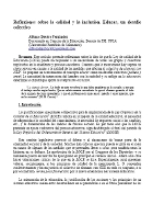 Reflexiones Sobre la Calidad y la Inclusión. Educar, un Desafío Colectivo