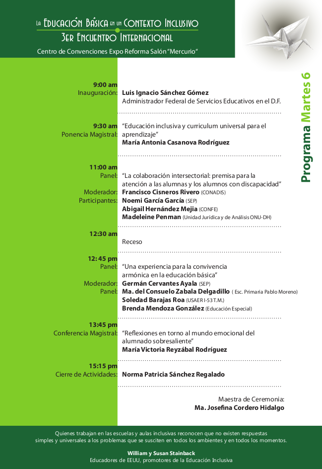 Programa martes 6 de diciembre